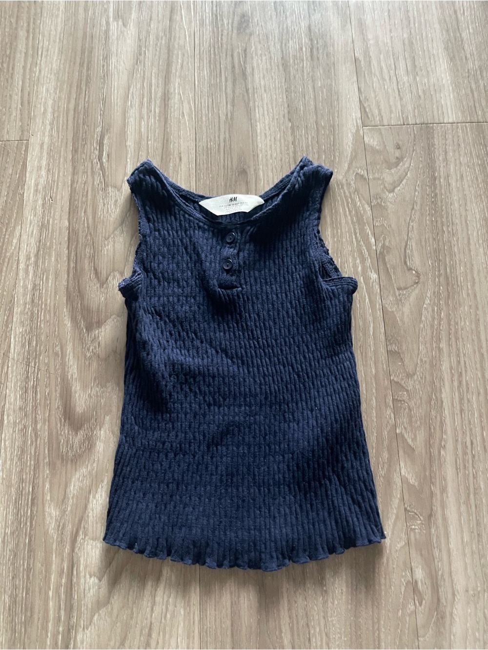 H&M Dark Blue Ribbed Henley Tank